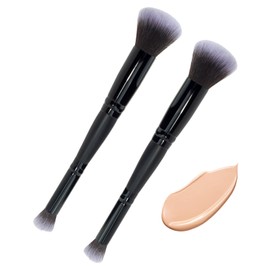 2PCS Dual-Ended Concealer & Foundation Brushes – 2-in-1 Makeup Brush for Liquid, Cream & Powder Foundation with Soft Synthetic Bristles