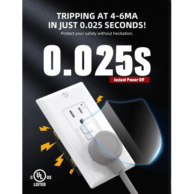 AIDA GFCI Outlets 15 Amp, Self-Test Electrical Outlet, GFI Tamper-Resistant