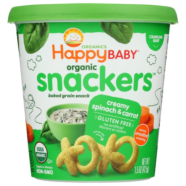 Happy Baby Organic Baked Creamy Spinach & Carrot Snacker Cup, 1.5 OZ