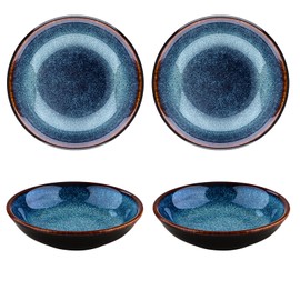 CQSYWQING 4 Inch Ceramic Dipping Sauce Dish Set - 4 Pcs Small Condiment Bowls for Dipping Bowls