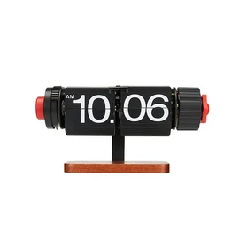 Retro Flip Clock Wooden, Vintage Flip Desk Clock, Mechanical Automatic Flip Clock with Alarm Clock for Home Tabletop Decor Living Room