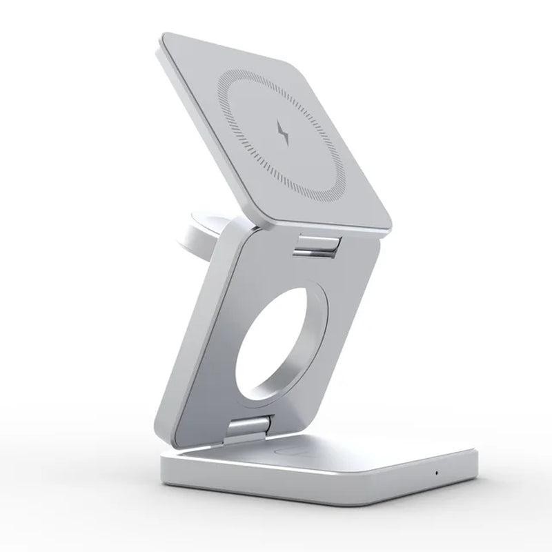 3 in 1 Magnetic Wireless Charger Foldable - Color: Gray