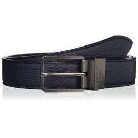 Lacoste PLM0626 Men's Reversible Gun Metal Buckle Leather Belt, navy