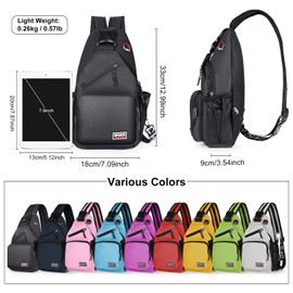 Geestock Crossbody Sling Bag for Men & Women,Convertible Cross Body Bag Shoulder Backpack with Adjustable Strap, Shoulder Chest Sling Bag Waterproof,Casual Daypack for Hiking,Cycling,Travel - Black