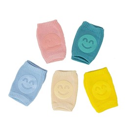 Magik 5~10 Pairs Baby Kids Crawling Knee Pads Safety Anti-slip Leg Elbow Protectors (Smiley Face, 5 Pairs)