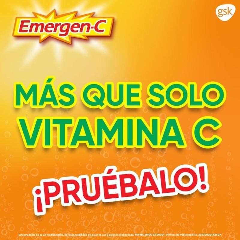 Emergen-C, Suplemento Alimenticio sabor Limón. Polvo Efervescente. Caja con 10