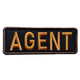 uuKen Embroidery Police Federal Agent Patch for Security Protection Tactical Vest Jackets (Black and Yellow, Regular 4"x1.4")