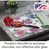 FIRST DAWN Glass Cutting Board/Counter Saver 12""x15"", Multi Hydrangea, Large