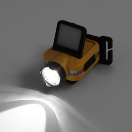 FISHNU Faro giratorio versátil con luz roja de advertencia y mecha láser blanca – Haz ajustable de 90°, carga USB-C, clip de sombrero manos libres (gris)