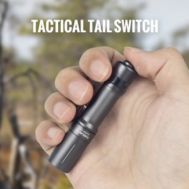 ThruNite EDC Flashlight Archer Mini, 405 Lumens Tail Switch LED Flashlight, USB C Rechargeable Little Pocket Penlight for Camping, Outdoor, and Emergency - Metal Grey Cool White