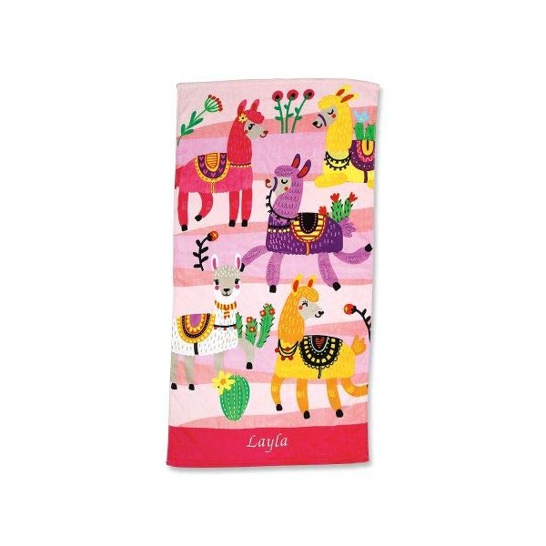 Lillian Vernon Llama Personalized Towel- Extra Large, Lush Custom Embroidered