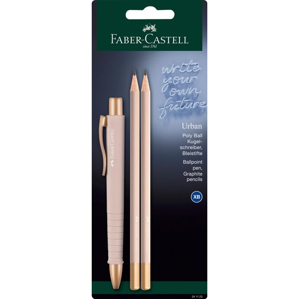 Faber-Castell Pale Rose 241123 Writing Set with Poly Ball Urban Ballpoint Pen and 2 Pencils Urban