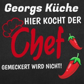 Geschenk mit Namen personalisiert by Shirtracer - Apron - Cooking Apron Men - Hier kocht der Chef, 7 black jeans