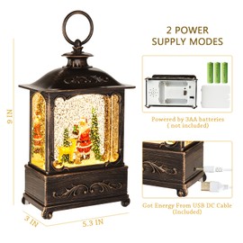 Christmas Lantern, Lit Christmas Snow Globe Lantern-with USB+ Music Christmas Water Lantern Snow Globe Portable Creative Cute Christmas Decorations and Charming Gifts (Forest House)