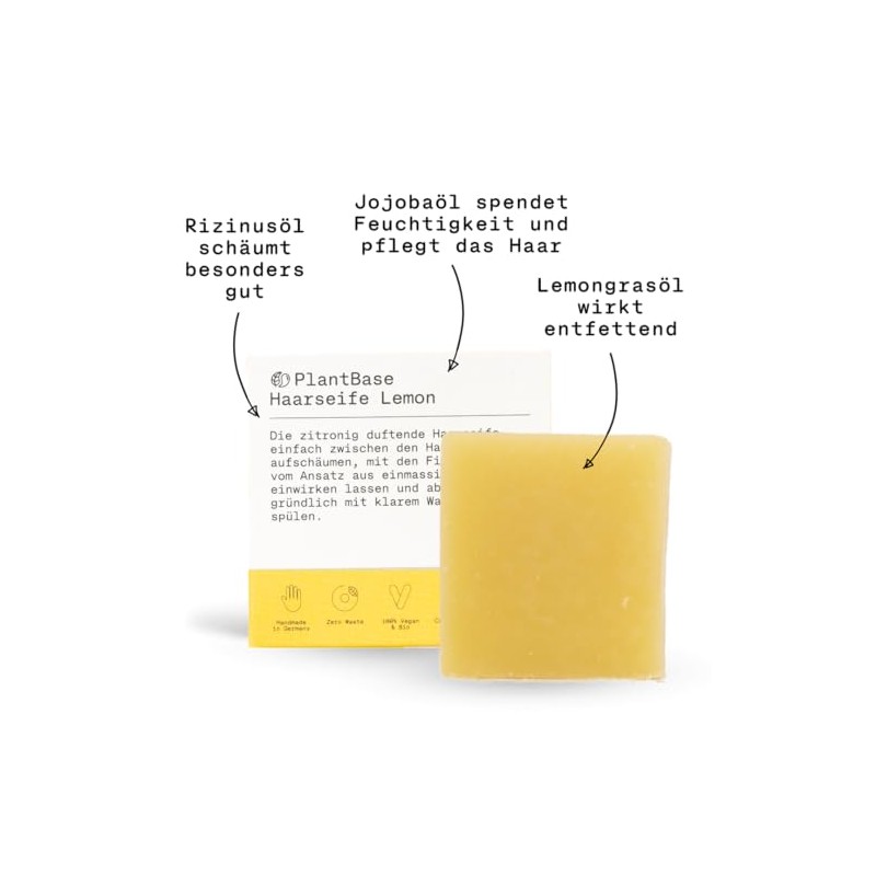 Plantbase Lemon Hair Soap 100 g - 100% Vegan &