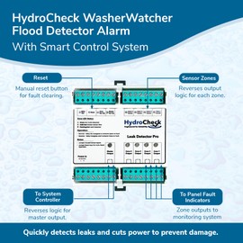 HydroCheck Automatic Water Shut Off System - Smart Leak Detection Device - Commercial Moisture Sensor Alarm - High Amp Load for Buildings & Office Space (Wiring Sold Separately)