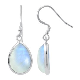 TISHAVI Pear Shaped Natural Gemstone Teardrop Earrings For Women, Sterling Silver Birthstone Earrings Jewelry Women's Day Gifts For Mom Wife Sister, Sterling Silver, Labradorite