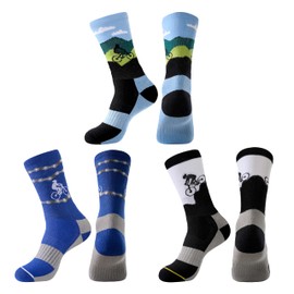 Jeasona 3 Pairs Cycling Socks for Men 9-11 Cycling Gifts for Men Bicycle Mountain Bike Accessories Sport Biker Gifts Bicycle Mtb Accessories for Cyclists Biker