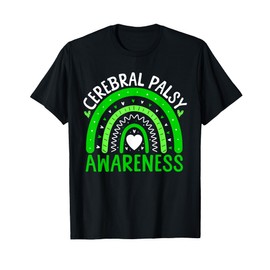 Cerebral Palsy Awareness Green Ribbon Rainbow Leopard T-Shirt