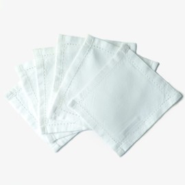 Rickion White Cocktail Napkins Set of 6 - Bamboo Reusable Coaster Napkins Washable - 4.5" x 4.5" - Perfect for Any Occasion - Sugar Pine Solid - Green