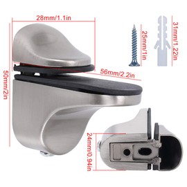 Zliger Pack of 6 Glass Shelf Brackets, Glass Shelf Brackets, Wall Brackets, Glass Holder, Zinc Alloy, Adjustable Shelf Brackets, Glass Shelf Support Holder for Bathroom