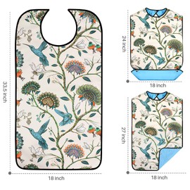 WenYa 3 Pack Adult Bibs for Women, Washable Feeding Adult Bib with Crumb Catcher Waterproof Clothing Protectors for Adult Elderly and Disabled