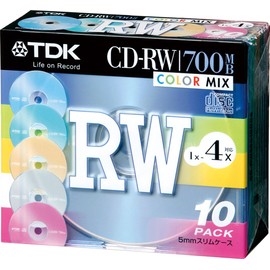TDK CD-RW Data for MB 4 Times Speed Color Mix 5 mm Thickness 10 Pieces Pack Case [CD – rw80x10ccs]