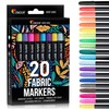 Zenacolor 20 Fabric Pens Permanent for Clothes, Easy to Use,
