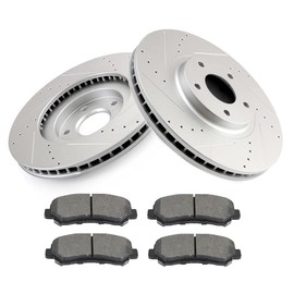 BRAKEUS 5 Lugs Front Brake Rotors and Pads Kits Replacement For Nissan Maxima 2009-2017