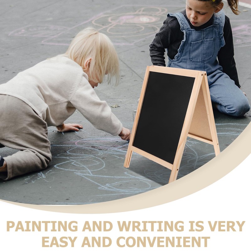 Toyvian Standing Art Easel for Kids - Double-Sided Wooden Blackboard,