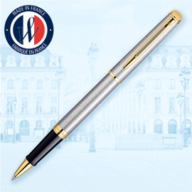 Waterman Hémisphère Rollerball Pen | Stainless Steel with 23k Gold Trim | Fine Point | Black Ink | Gift Box