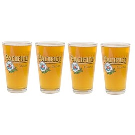 Pacifico Clara Beer Glasses, Traditional Pint Style, Set of 4