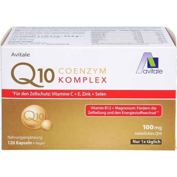 Avitale Coenzyme Q10 Complex Capsules with 100 mg, Pure Vegetable Coenzyme Q10, Vitamin C, 120 Capsules