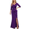 MISSMAY Women's Elegant Sequin V-Neck Evening Party Mermaid Long Dress
