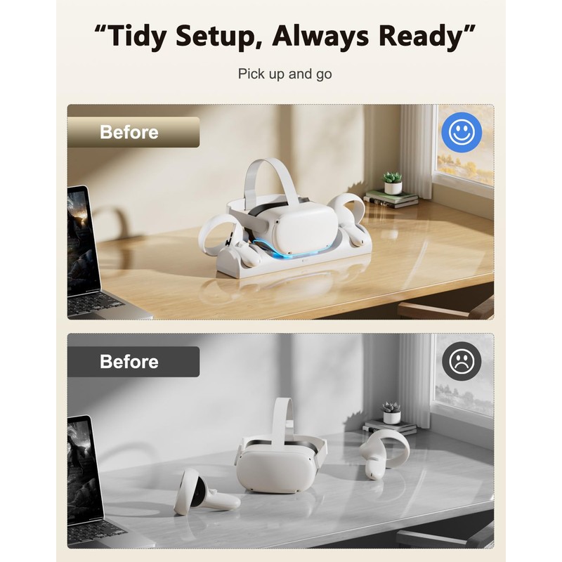 Magnetic VR Charging Dock for Me-ta Quest 2 & Controllers,