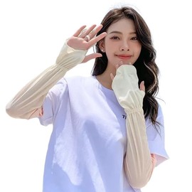 Eukkis UV Protection, Long Arm Cover, Back of Hand, UPF50+, 99% UV Protection, Cool Touch Arm Sleeve, Sweat Absorbent, Quick Drying, For Work or School Commutes, Driving, Summer Sunburn Protection, UV