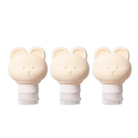 SIFRTOA Cute Bear Travel Bottles Set for Toiletries 3 Pack 2.8oz 80ML Leak Proof Silicone Containers for Conditioner Shampoo Lotion (Beige)