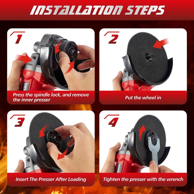 HAOYOO Cordless Angle Grinder 4-1/2 inch, Compatible with makata 18V