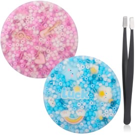 Shappy 2 Pack Skin Picking Fidget Toys with Tweezers Silicone Sensory Fidget Pad Toys for Adults Transfer Anxiety Dermatillomania(Sweet,Pink, Blue)