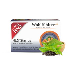 H&S Stay Up with Vitamin C and B6: Herb Sweet Tea with Green Tea Extract, Guarana, Acai and Curcuma Combined with Vitamins 20 x 1.5g