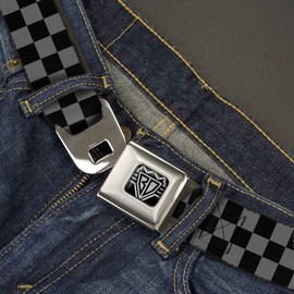 Buckle-Down Seatbelt Belt - Checker Black/Gray - 1.5" Wide - 24-38 Inches in Length