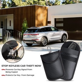 Caslord Keyless Go Protection Car Key, Faraday Key Bag Signal Blocker Bag, Anti-Hacking RFID 2 Pack