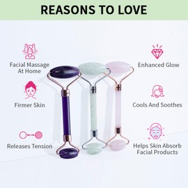 Nykaa Naturals Face Massage Rollers - Enhances Glow and Firms Skin - Helps Absorb Facial Products - Releases Tension - Green Jade - 1 pc