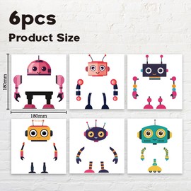 AHANDMAKER 6 Art Lustige Roboter Lichtschalter Aufkleber Bunte Cartoon Roboter Thema Wand Aufkleber Schalter Aufkleber Für Lichtschalter Outlets Ledge Schlafzimmer Klassenzimmer