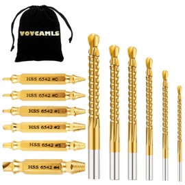 VOVCAMLS 12 PCS Double Headed Easy Out Screw Extractor Set and Titanium Coated HSS Twist Drill Bits, for Removing Damaged and Stripped Screws, Broken Bolts, Studs