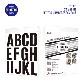YTPZCL 24 Sheets 2 Inch Self Adhesive Letters Stick on Vinyl Capital Letter Stickers Alphabet Sticker Number 318 Self-Adhesive Letters, ABC Stickers, Mailbox Numbers Black (YTPZCL)