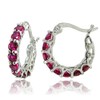 Sterling Silver Created Ruby Small Round Huggie Hoop Earrings