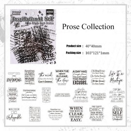 420pcs Transparent Romantic Stickers Black English Phrases Scrapbook Stickers for Scrapbook Notepad Album Planner (prose)