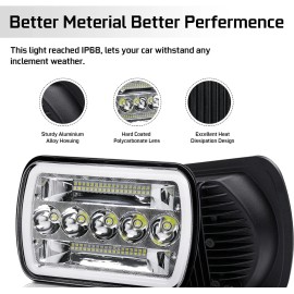 Bricologht Pair For 1982-93 Chevy S10 GMC S15 5x7 7x6" LED Headlights DRL Hi/Lo Turn Signal