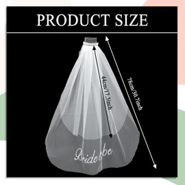 QOUBAI Bride to Be Bride Veil Bachelorette Party Bridal Embroidered Veil Gifts for Women Wedding Veil Accessories White Tulle Bride Veils Bachelorette Party Favors Engagement Supplies